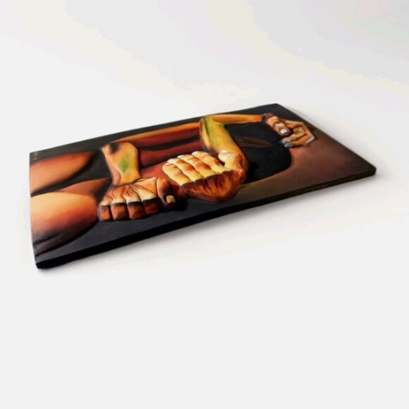 Tile Sculpture Ceramic Pottery Los Amantes Oswaldo Guayasamin Ecuador 3D Modern - Picture 10 of 13